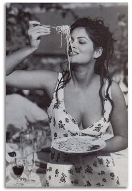 UFJWK55F99 Claudia Cardinale Poster auf Leinwand, Motiv: Italienische Frauen essen, Kunstdruck, ästhetisches Poster, moderne Kunst, Gemälde für Wohnzimmer, 50 x 75 cm, ungerahmt