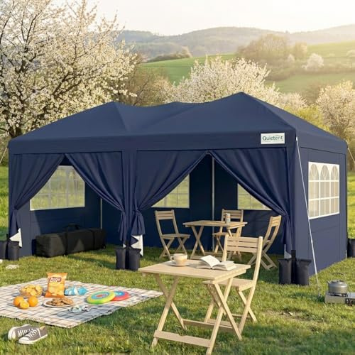 Quictent Faltpavillon 3x6m wasserdicht | Partyzelt, Pop-Up Pavillon, Gartenpavillon, stabil, mit Seitenwänden, UV-Schutz 50+, Tragetasche inkl, Stahlrahmen