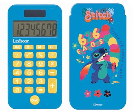 Lexibook, Stitch, Taschenrechner, blau, C45DLXB | Schutzhülle, erweiterte Funktionen, Solar & Batterie