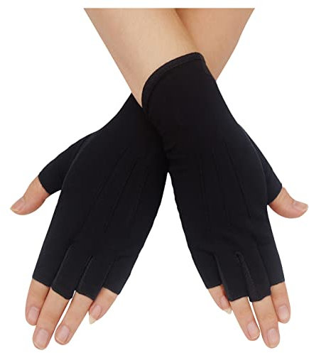 Bienvenu Herren UV-Schutz Half Finger im Freien wandernde Fahren einen.Kreislauf.durchmachenreiten Baumwolle atmungsaktiv Sunblock Handschuhe Einheitsgr e Schwarz