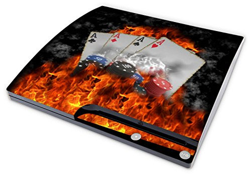 Skins4u Aufkleber Design Schutzfolie Vinyl Skin kompatibel mit Sony PS3 Playstation 3 Slim Konsole Poker