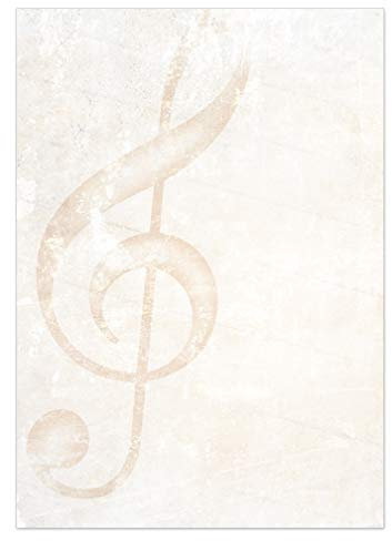 DIN A4 Design-Papier-201 mit 100 Blatt, Musik-Motivpapier mit Notenschlüsel, 90g Motivpapier, einseitig bedruckt