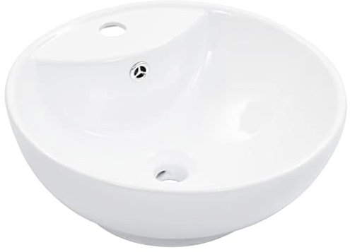 vidaXL Waschbecken mit Überlauf Aufsatzwaschbecken Waschtisch Waschplatz Handwaschbecken Waschschale Becken Badezimmer 46,5x18cm Keramik Weiß