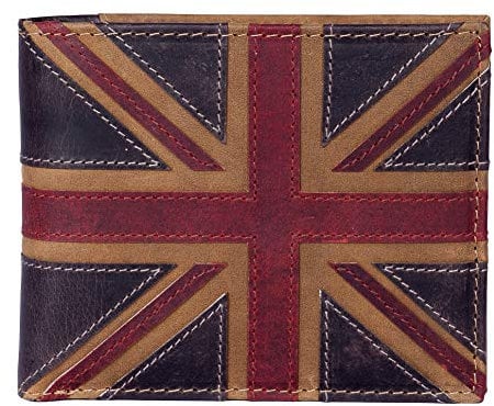 Mala Leather RFID Blocking Union Jack b枚rse braun