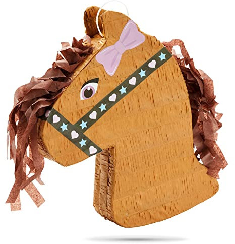Pferdekopf-Pinata für Geburtstagsparty zum Befüllen mit Süßigkeiten, Spielzeug Pferd, Pony, Braun, 30,5 x 41 x 7,5 cm
