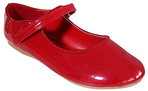 Topzilly Kids Girls Childrens Infant Red Patent Ballet Princess Pumps Mary Jane Bridesmaids Wedding Party Strap Shoes Size UK 4-12 (5 UK Child)