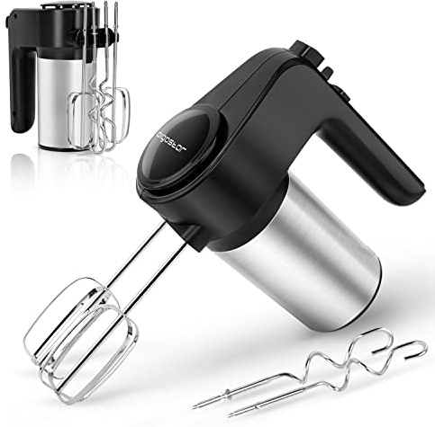 Aigostar Electric Whisk Hand Mixer for Baking, 6 Speeds with Turbo Boost and Storage Bracket, Stainless Steel Beaters and Kneaders Dough Hooks, Eject Button, BPA Free 300W - Hanson 30LYN