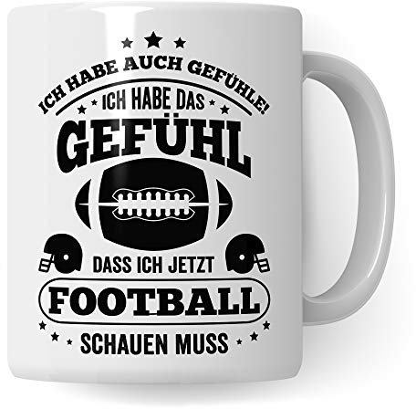 Pagma Druck Football Tasse, Geschenk für American Football-Spieler, Footballer Spruch Becher Geschenkidee, Kaffeetasse Football Kaffeebecher