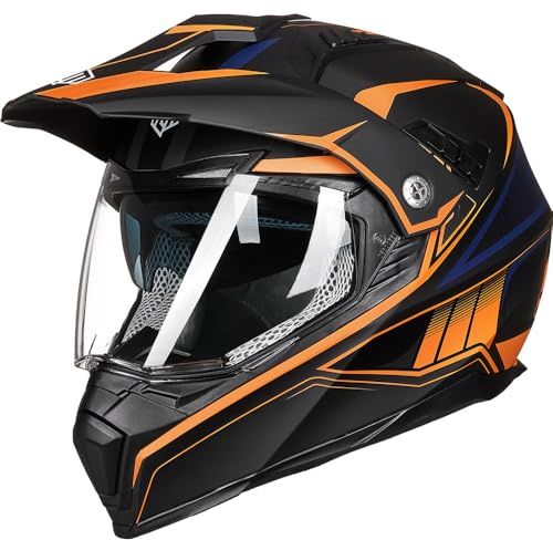 ILM Motorradhelm Motocross Helm Damen Herren 606V | ECE22.06/DOT geprüft, abnehmbarer Sonnenschirm, Weitwinkelvisier, ABS-Schale, Belüftung, für ATV & Dirt Bike & Enduro