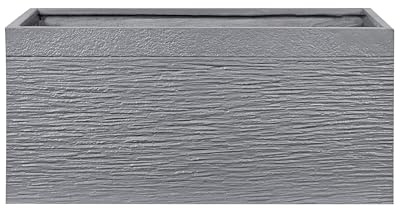 Beliani Jardinière Cache-Pot Grise Effet Pierre en Mélange de Fibres 37 x 80 x 38 cm Bac à Fleurs au Design Moderne Idéal pour Extérieur et Intérieur