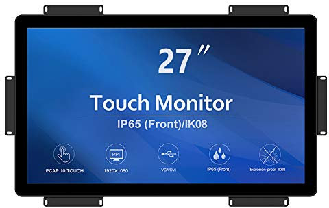 GreenTouch 27 pollici 10 punti PCAP Open Frame Touch Screen LCD Monitor Display HDMI+VGA+DVI 1920x1080 Nero