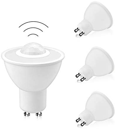 DoRight LED Motion Sensor Light Bulbs GU10 PIR Security Detection Spotlight 5W Cool White 6000K 500Lm Auto On/Off LED Security Light Bulb for Stairs, Garage, Corridor, Walkway, Yard, Hallway