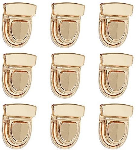Nifocc Tuck Lock Clasp Catch Purse Thumb Lock Purse Buckle Fasteners Wallet Buckle Purse Metal Clasp Locks for DIY Craft Wallets Bag Leather Handbags Making Gold 9 Pcs