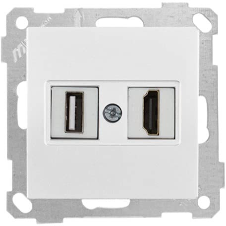 Unterputz/Einbau USB und HDMI Steckdose weiß · Schalterserie Candela