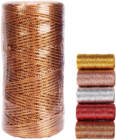 Cordoncino Bronzo per Decorazioni Spago Bronzo 1 Rotoli 100m Tinsel Corda Per Fai-Da-Te Bracciali Artigianato Confezioni Regalo o Ornamenti per Alberi di Natale