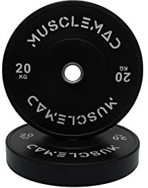 Rubber Bumper Plates Set - Olympic Weightlifting Weight Plates Barbell Weights for Training and Workout at Home Gym by MUSCLE MAD, 2 x 20kg