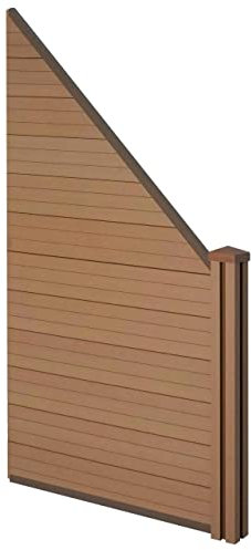 Mendler WPC-Sichtschutz Sarthe, Windschutz Zaun, WPC-Pfosten Erweiterungselement schräg rechts, 0,98m - Teak