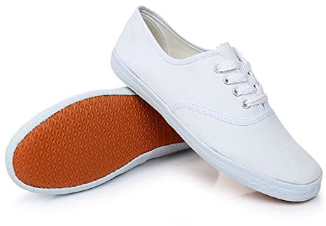GUOANFG Anti-Rutsch-Mode Martial Arts Schuhe Unisex Tai-Chi Sneakers Erwachsene Kinder Klassische Kung Fu Schuhe Canvas Qigong Trainer,White-22 EU