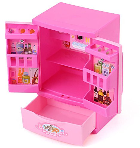 Cocoarm Interaktiver Realistischer Kühlschrank mit Licht Künstliche Kühlschrank Küche Rollenspiel Spielzeug Spielgerät für Kinder Geburtstag Weihnachten Geschenke