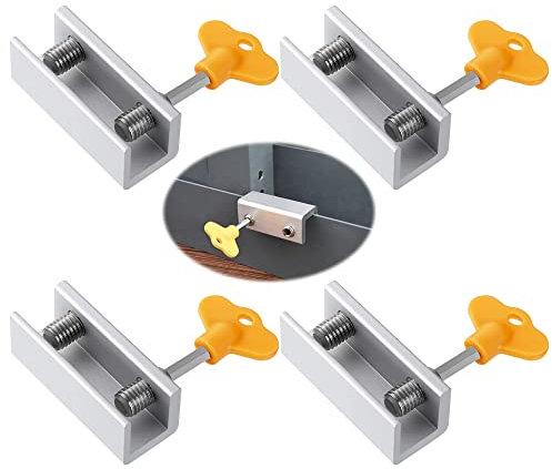 Sctmda Serrures de Fenêtre Coulissantes 4 pièces Bloque Porte Coulissante Serrure de Sécurité de Cadre en Aluminium Réglable Verrou Fenêtre avec Clés pour Sécurité et Antivol
