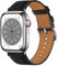 Docco Jette Correa de cuero compatible con Apple Watch Band 49mm,45mm,44mm,42mm(Noir-Silver)
