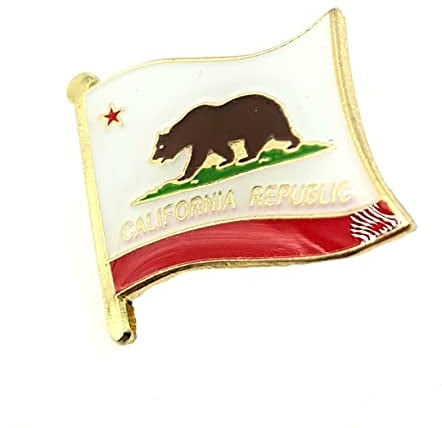 Anstecknadel mit Flagge von Kalifornien, Kalifornien, USA, Metall, Emaille, Metall