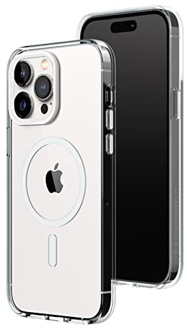 RhinoShield Clear Case kompatibel mit MagSafe für [iPhone 14 Pro Max]|Überragende Magnetstärke, Vergilbungsresistenz, Kristallklar, optimaler Schutz und personalisierbar - Weiß Kamera-Ring