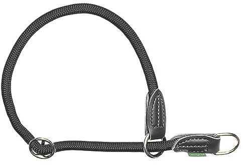 Leisegrün Retrieverhalsband verstellbar | Halsband für Hunde aus Nylon mit Zug-Stopp | Modell Derby | Schwarz | Größe: M