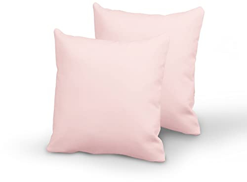 Pizuna 2er Pack Kissenbezug 65 x 65 cm Baumwolle Hellrosa 400 Fadenzahl | Luxuriöser Soft-Satin 2er Pack Kissenbezüge, 100% Langstapel Baumwolle Nur Kissenbezug (Hellrosa,65x65 cm) Mako Satin