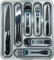 TENLITE High Grade Plastic 7 Compartment Plastic Large Cutlery Organiser Tray Kitchen Racks and Holders Cutlery Draw for Kitchen Drawers (42.00 x 37.00 x 5.00 cm) - Made In UK (Silver)