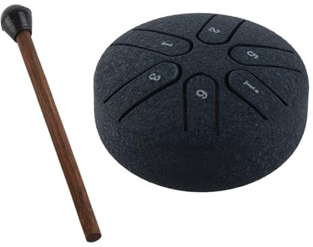 Zungentrommel, 6 Töne, Sorgenfreie Stahltrommel, Handpan-Trommel, Percussion-Instrument mit Trommelstock für Meditation, Yoga (Navy blau)