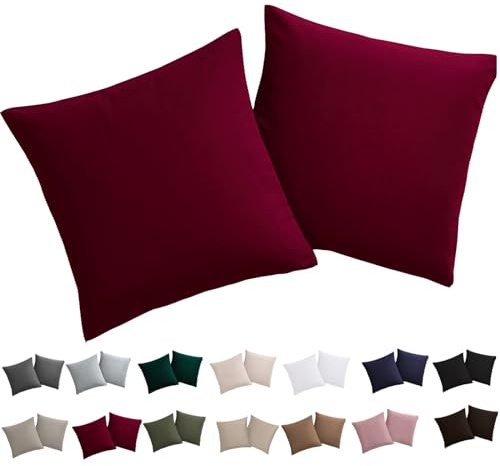 Soifox Kissenbezug 50x50 2er Set - Kopfkissenbezug 50 x 50 Rot 100% Mikrofaser bügelfrei & knitterfrei mit Reißverschluss