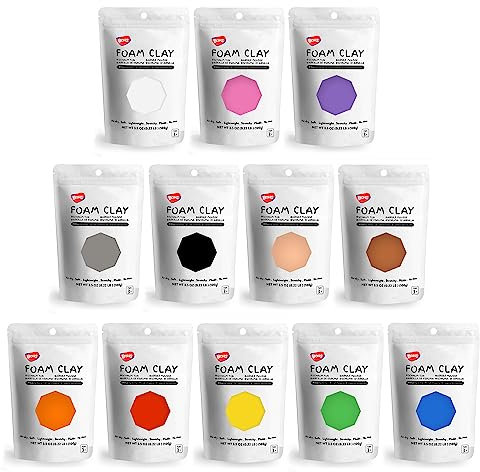 BOHS Schaumknete 12 Farben, lufttrocknend, riss- & fleckenfrei, 1,2 kg – Für Cosplay, Schulprojekte, Handabdrücke, Schleim – Kindersicher ab 3 Jahren, Erwachsene