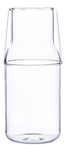 QUINTRA Water Carafe Set with Tumbler Glass Set for Bedroom, Bedside, Glass Mouthwater Bottle for Bathroom, Round Dining Table for 4 People, Small (A, One Size)