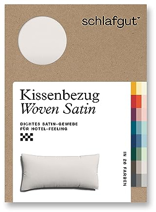 schlafgut Woven Satin Kissenbezug 40 x 80 cm Sand Light Uni in Premium Hotelqualität, Kopfkissenbezug einzeln mit 100% weicher Baumwolle