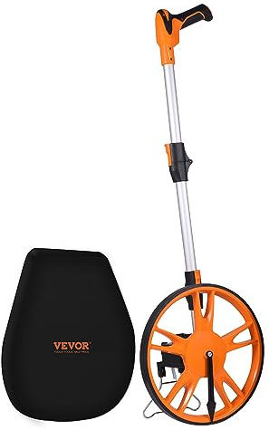 VEVOR Messrad 99999 Fuß Präzisions Messrad ±0,5% Messroller Rolltacho mit Teleskopstange 39,37-15,75 Zoll Vermessungsrad φ12,5 Zoll Streckenmessgerät aus ABS + Aluminiumoxid inkl. Tragetasche
