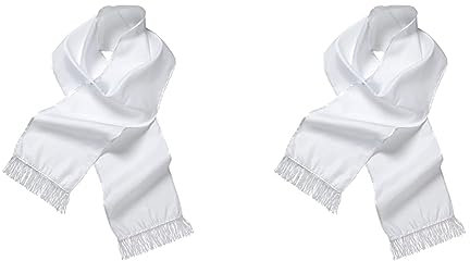 WIDMANN 9148S - Schal, aus Satin, Weiß, 140 x 26 cm, Kostümzubehör, Accessoire, Charleston Outfit, Motto Party, Karneval (Packung mit 2)