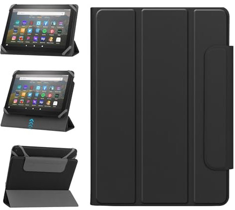 HoYiXi Universal Hülle für 7-8 Zoll Samsung Galaxy Tab/Lenovo/PRITOM/Fire/Android Tablette Schutzhülle in Zwei Positionen verstellbar mit faltbarem Ständer - Schwarz