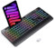 TECURS Wireless Keyboard - 2.4G Wireless Gaming Keyboard Wirst Rest with Phone Holder, QWERTY UK Layout, Multimedia, LED Backlit, Silent Keyboard for MAC/Windows