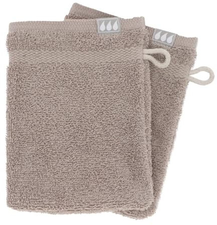 TENDANCE - Set de 2 Gants de Toilette 15x21 cm 100% Coton - Taupe