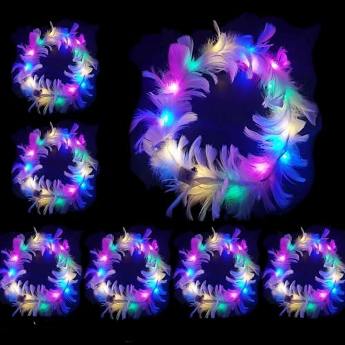 6 Pcs LED Haarreif,Haarkranz LED,Haarkranz Leuchtend,Haarkranz Leuchtend,Blumenkranz Leuchtend,LED Blumenkranz Haare für Damen und Kinder Geburtstag Weihnachten Halloween Fasching Party Hochzeit Dekor