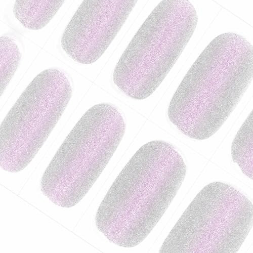 DANNI & TONI Halb ausgehärtete Gel Nagelfolien (Flickering) Silber Katzenauge Glänzend uv Gel Nagelfolie Nagelsticker Nageldesign Nagelfolie Selbstklebend Wraps 28 Aufkleber