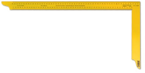 DEWEPRO® Zimmermannswinkel 600mm mit zweiseitiger Teilung - gelb pulverbeschichtet - flacher Metallwinkel - mit Aufhängeloch