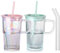 ZgoEC Trinkbecher mit Deckel und Strohhalm 2er, 420ml, Auslaufsicher Trinkglas mit Henkel, Eiskaffee Becher Cappuccino Latte Macchiato Gläser, Gläser mit Deckel und Strohhalm, Tumbler für Kaffee Tee