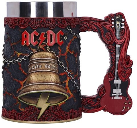 Nemesis Now ACDC Hells Bells Chope en résine 15,7 cm Produit officiel ACDC Chope à bière Hells Bells Insert en acier inoxydable moulé dans la meilleure résine peinte à la main