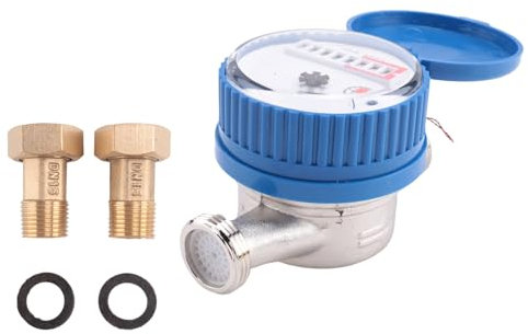 iFutniew 1 x Einzelstrahl-Wasserzähler, Messing, Wasserzähler, für Haus und Garten, Durchflussmesser, Kunststoff