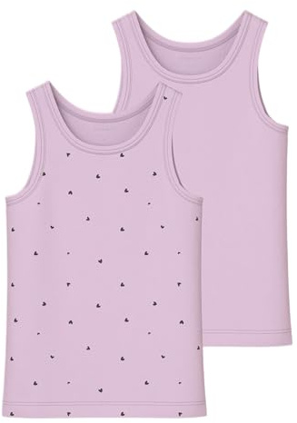 Name it mini Nmftank Top 2P Hearts Noos, Winsome Orchid, Numeric_86 (Pacco da 2) Bambine e Ragazze