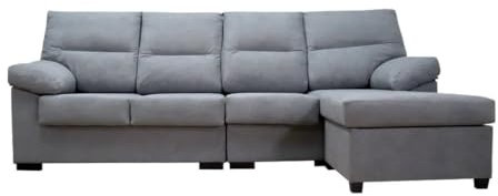 SHIITO | Sofá Cóndor de 4 Plazas con Chaiselongue - Máximo Confort y Relax | Diseño Elegante y Compacto | Fabricado en Madera de Pino y Tablero Aglomerado, Color Gris, 265cm de Ancho