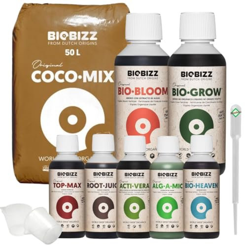 Weedness BioBizz Coco Mix 50 Liter + Dünger Set Big - Kokoserde gepresst Blumenerde Substrat Kokos Anzuchterde Grow