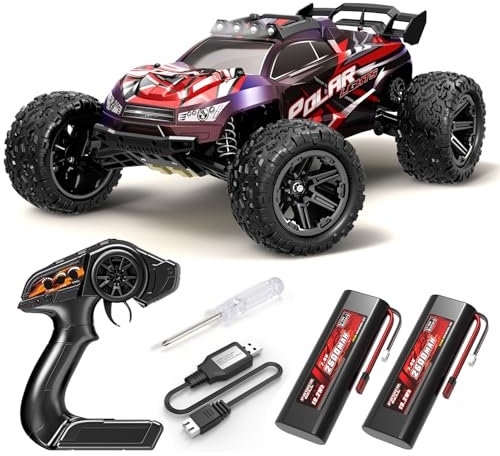 Norkbeng Coches todoterreno todoterreno de alta velocidad 1:8 para adultos, camión de escalada a la deriva de carreras de 45 km/h, control remoto de 2.4 GHz, luces LED, 2 baterías recargables de 2600